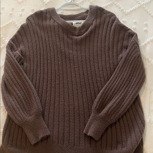 Aerie Women's Ribbed Crew Neck Sweater - Dark Brown